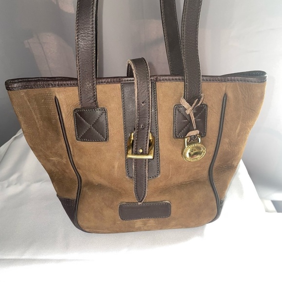 Vintage Dooney & Bourke Bucket Shoulder Hobo Tote Handbag Purse BROWN Suede - Picture 2 of 15
